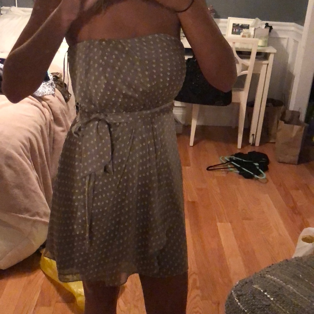 Express Tan Polka Dot dress